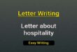 Letter about hospitality