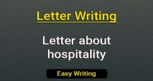Letter about hospitality